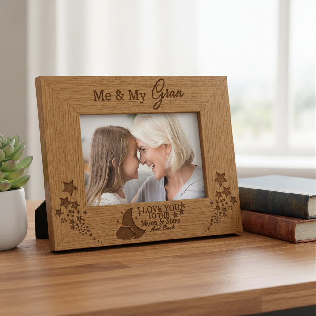Me and My Gran Love You To The Moon Engraved Wooden Photo Frame Gift Gran Photo Frame ukgiftstoreonline