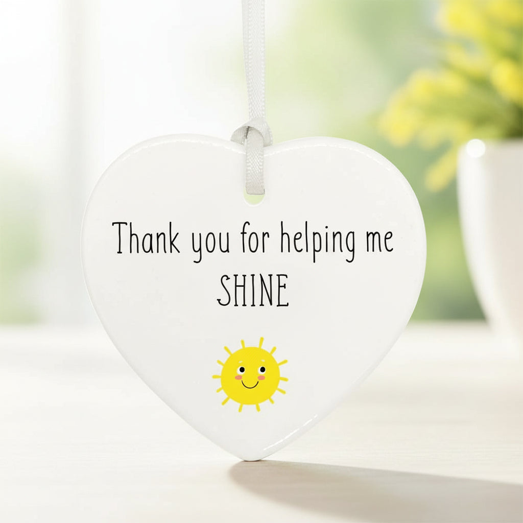 Teacher Gift thank you for helping me shine ceramic heart present Personalised Heart Gifts ukgiftstoreonline