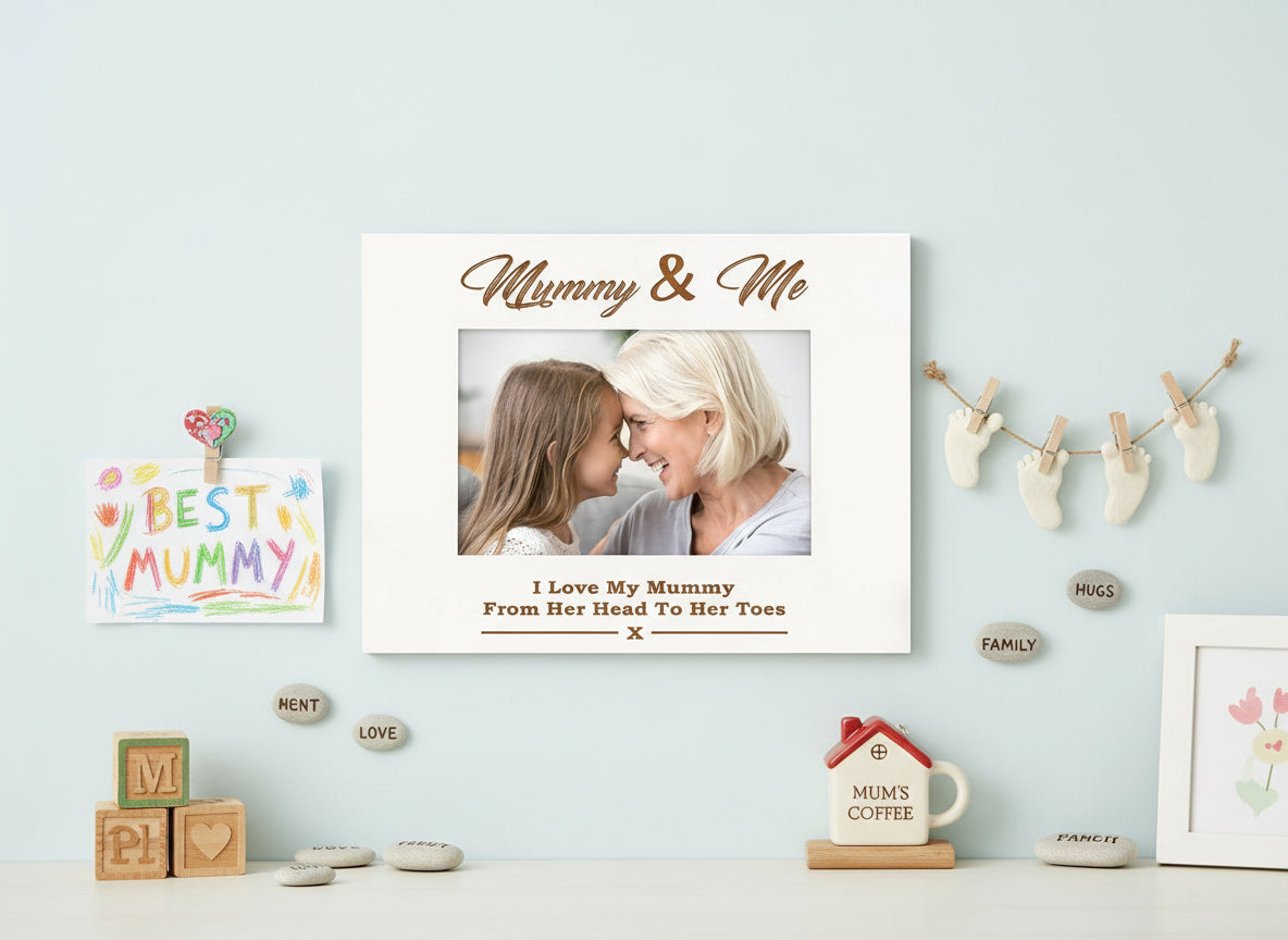 White Engraved Mummy and Me Photo Frame Gift Photo Frame ukgiftstoreonline