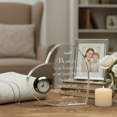 Engraved Personalised Mum Gift Crystal Glass Clock With Sentiment Personalised Clocks ukgiftstoreonline