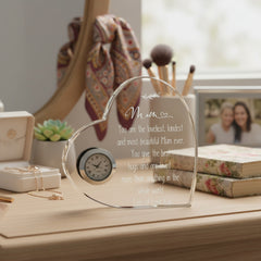 Engraved Personalised Mum Gift Crystal Glass Clock With Sentiment Personalised Clocks ukgiftstoreonline