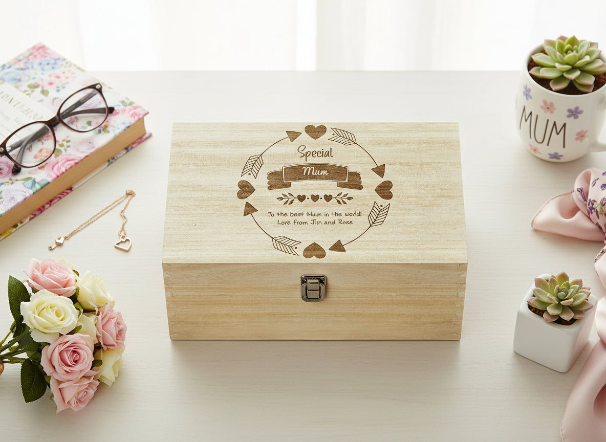 Personalised Mum Large Engraved wooden Keepsake Box Gift Keepsake Box ukgiftstoreonline