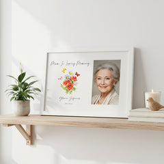 Personalised Mum In Loving Memory Remembrance Photo Frame With Flowers and Butterflies personalised photo frames ukgiftstoreonline
