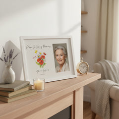 Personalised Mum In Loving Memory Remembrance Photo Frame With Flowers and Butterflies personalised photo frames ukgiftstoreonline