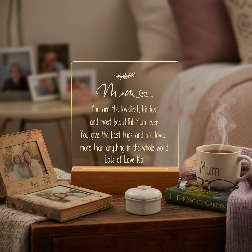 Personalised Mum Sentiment LED Night Lamp Keepsake Gift For Any Occasion Personalised Lights ukgiftstoreonline