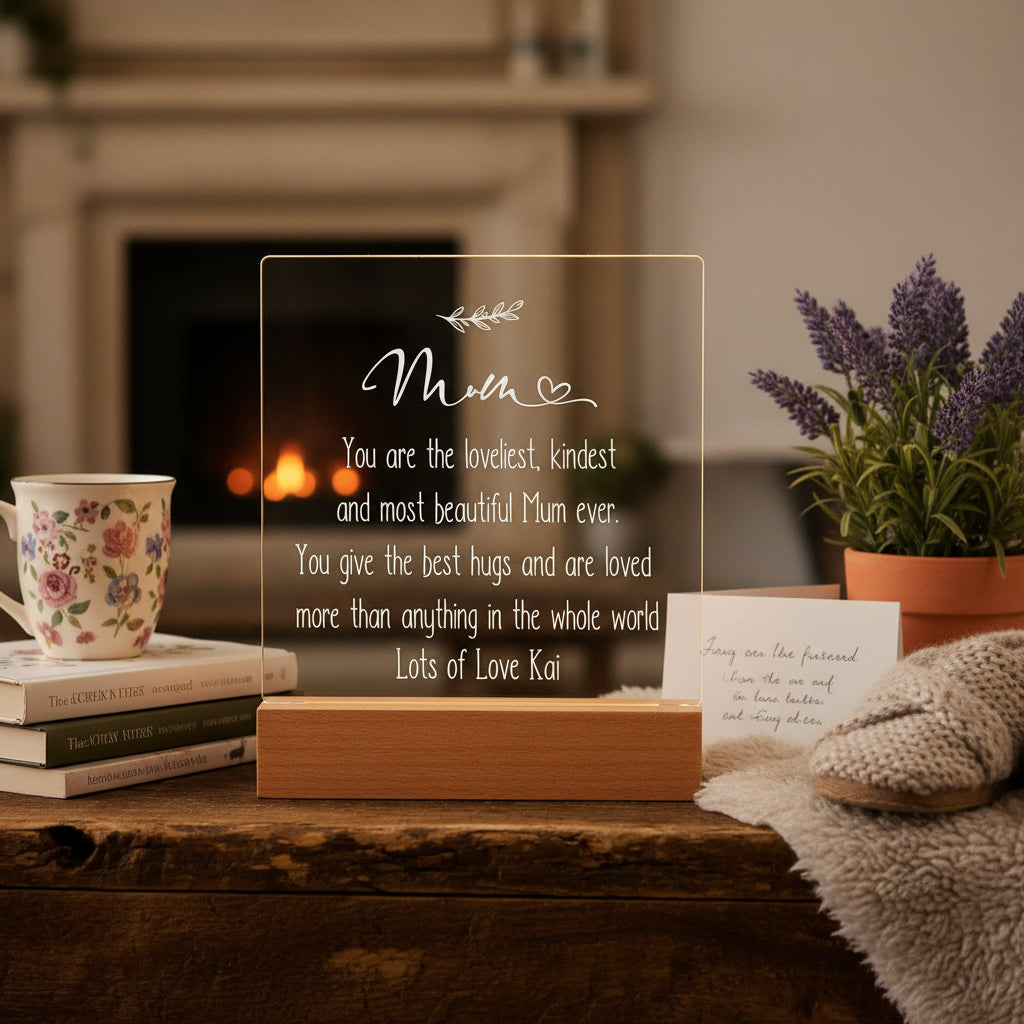 Personalised Mum Sentiment LED Night Lamp Keepsake Gift For Any Occasion Personalised Lights ukgiftstoreonline
