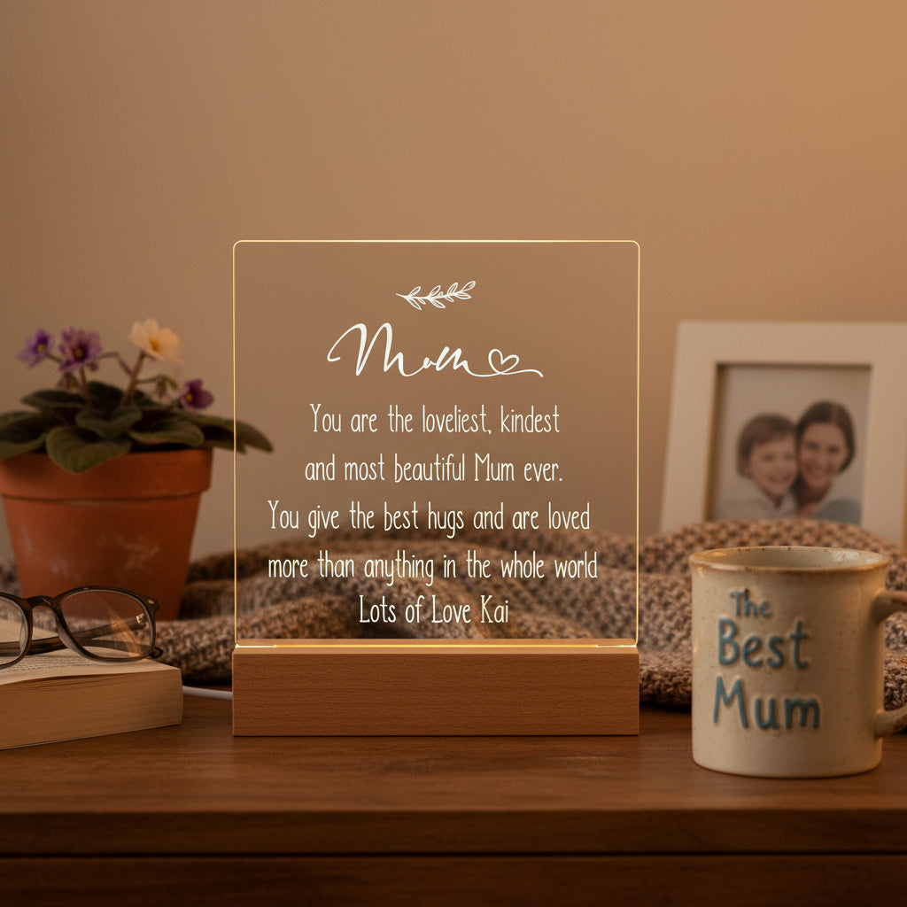 Personalised Mum Sentiment LED Night Lamp Keepsake Gift For Any Occasion Personalised Lights ukgiftstoreonline