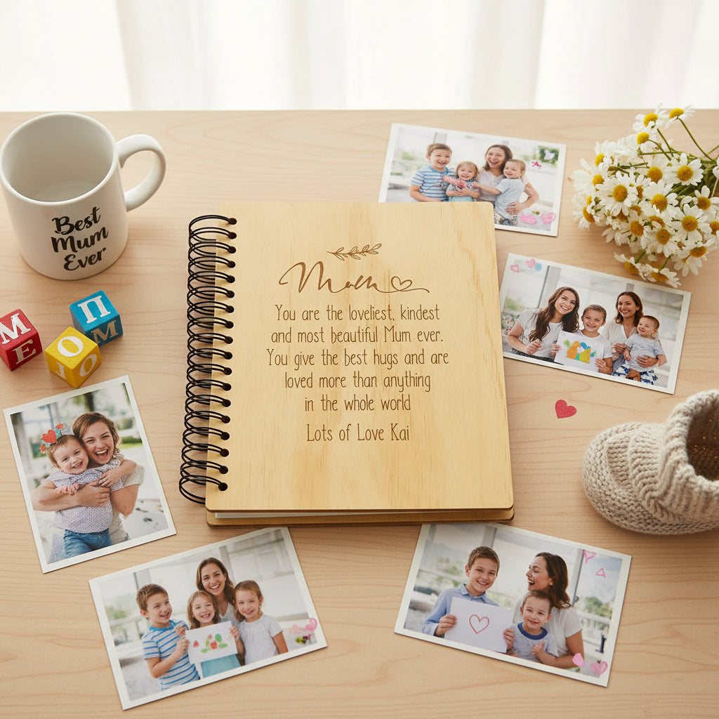 Personalised Mum Sentiment Wooden Large Photo Album Engraved Gift Scrapbook ukgiftstoreonline