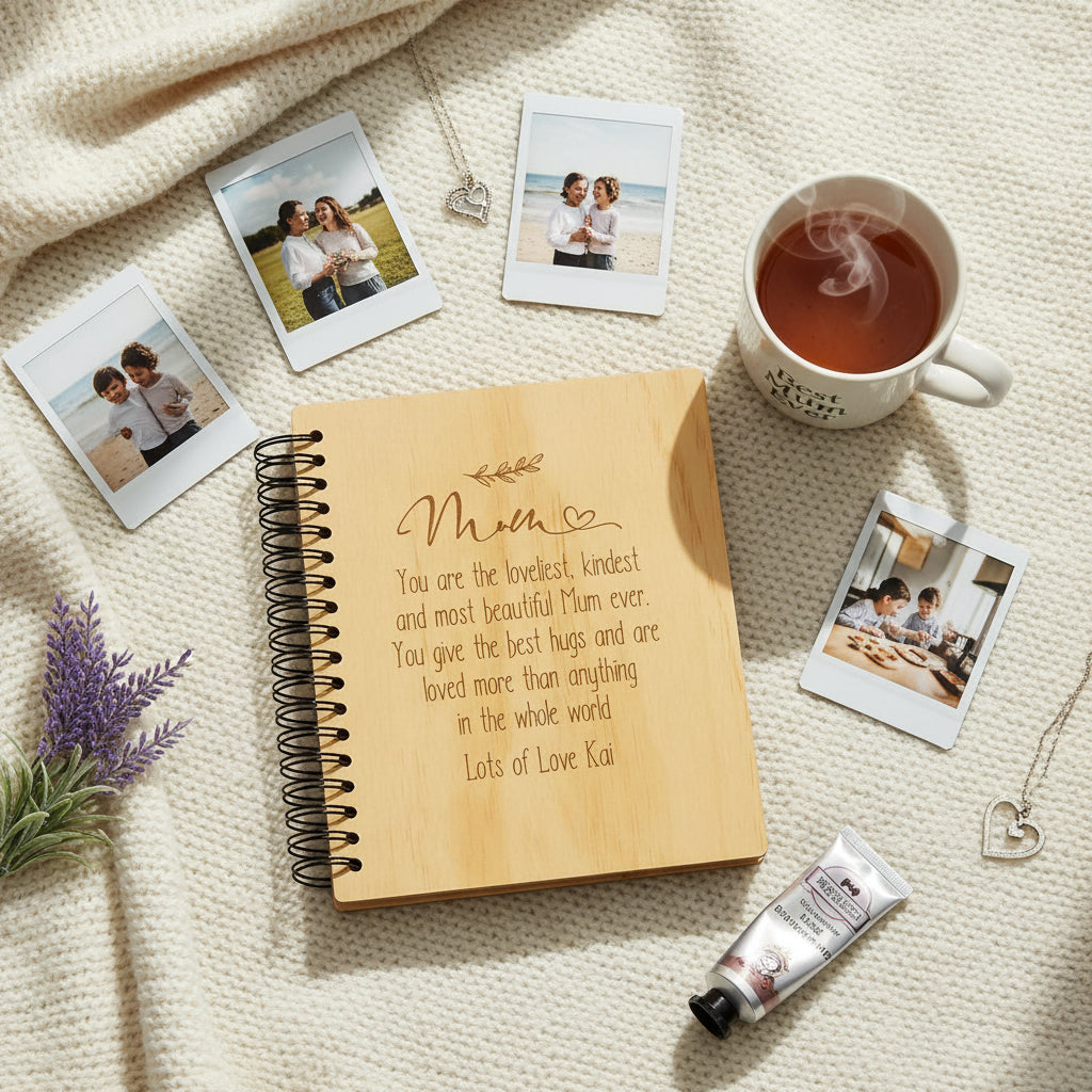 Personalised Mum Sentiment Wooden Large Photo Album Engraved Gift Scrapbook ukgiftstoreonline