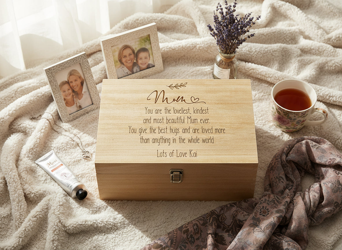 Personalised Large Engraved Wooden Mum Sentiment Memory Keepsake Gift Keepsake Boxes ukgiftstoreonline