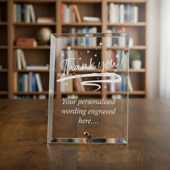 Thank You Sentiment Personalised Engraved Glass Plaque Gift Personalised Crystal Glass ukgiftstoreonline