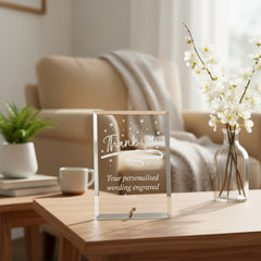 Thank You Sentiment Personalised Engraved Glass Plaque Gift Personalised Crystal Glass ukgiftstoreonline