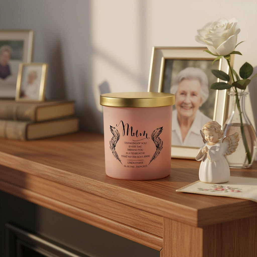 Beautiful Pink Mum Memorial Remembrance Personalised Candle Gift Tea Light Holder ukgiftstoreonline