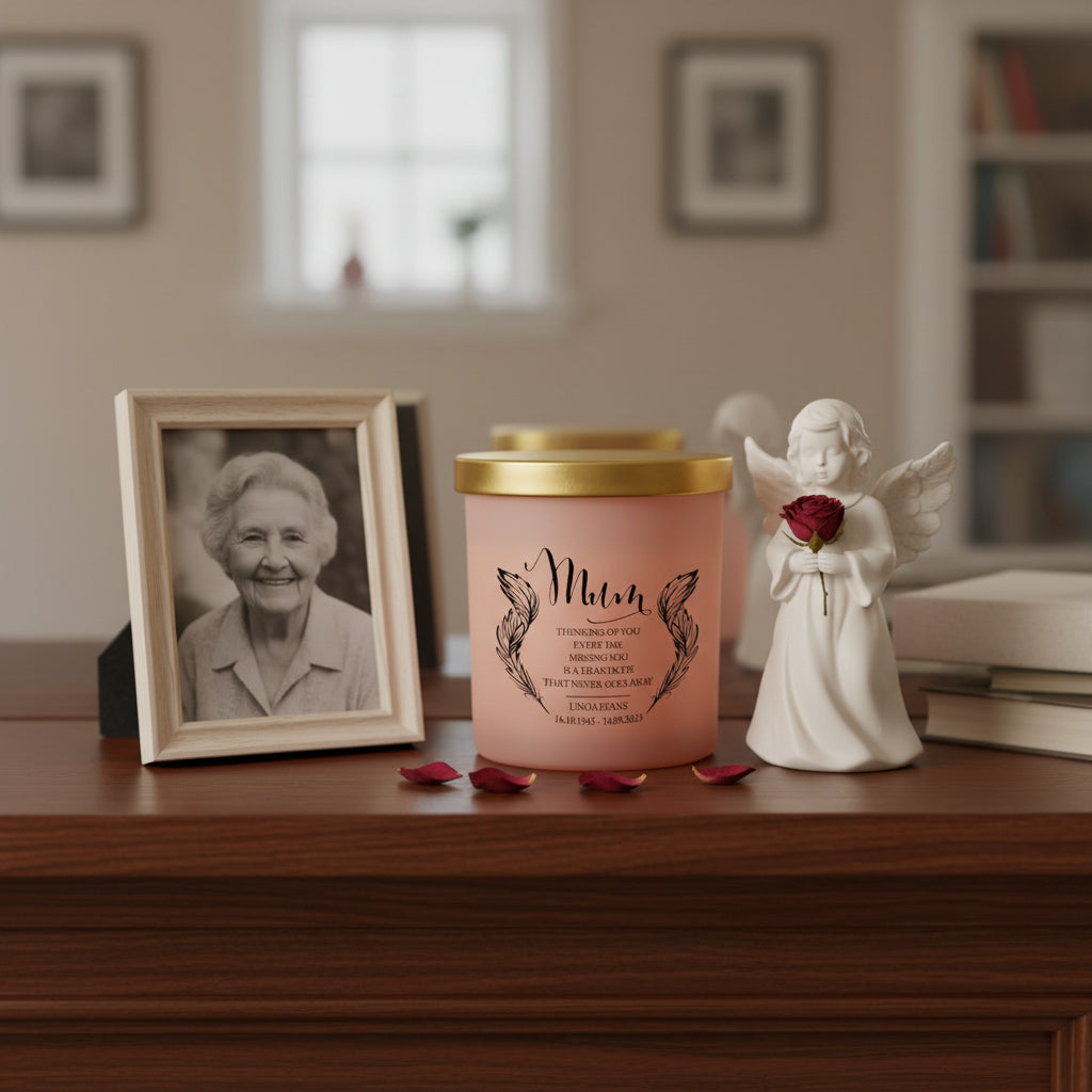 Beautiful Pink Mum Memorial Remembrance Personalised Candle Gift Tea Light Holder ukgiftstoreonline