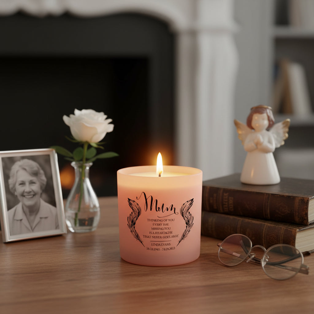 Beautiful Pink Mum Memorial Remembrance Personalised Candle Gift Tea Light Holder ukgiftstoreonline