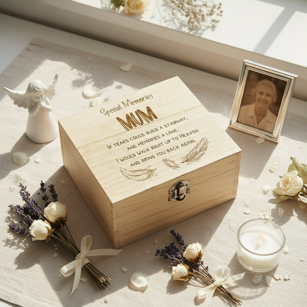 Mum In Loving Memory Engraved Wooden Keepsake Box Gift Keepsake Memory Box ukgiftstoreonline