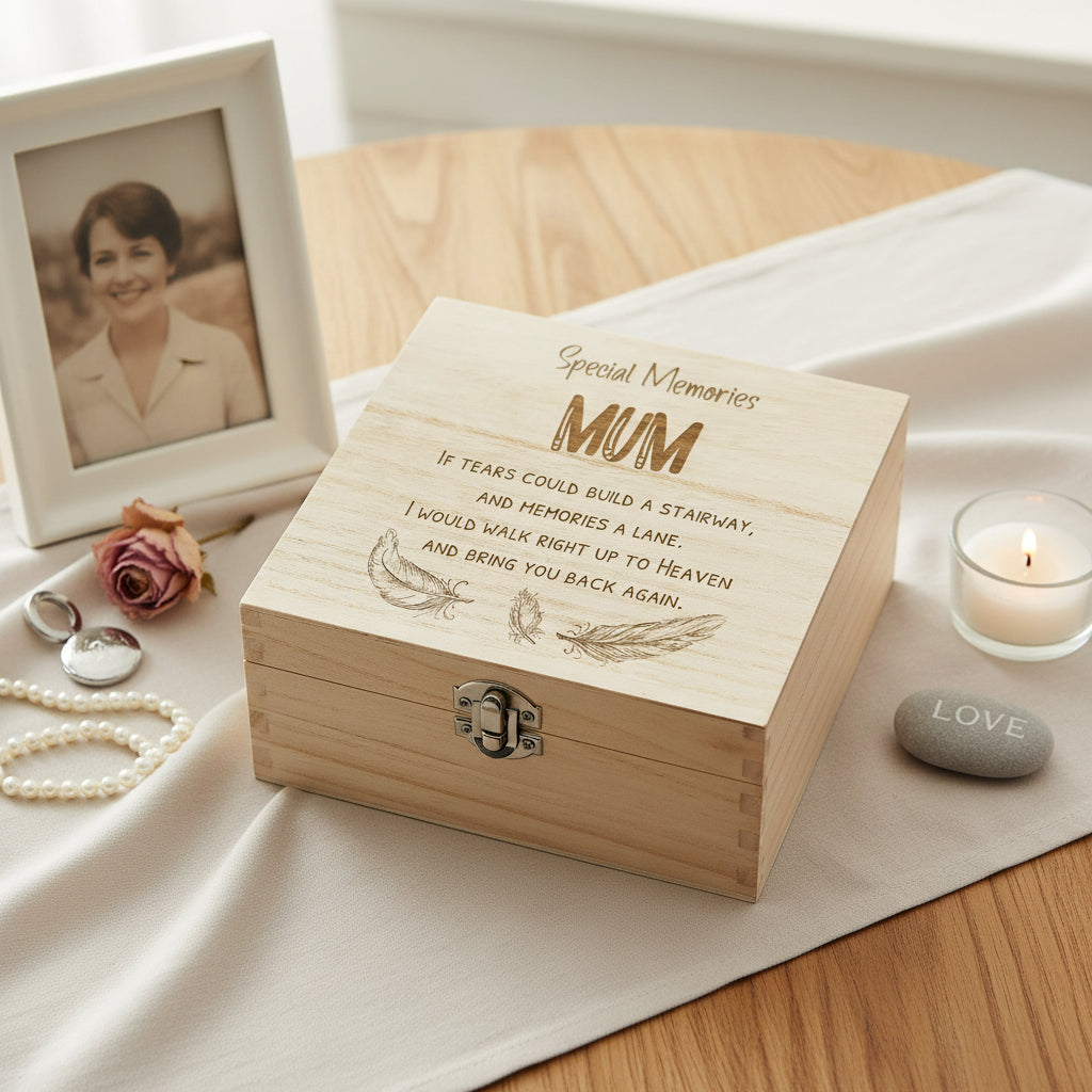 Mum In Loving Memory Engraved Wooden Keepsake Box Gift Keepsake Memory Box ukgiftstoreonline