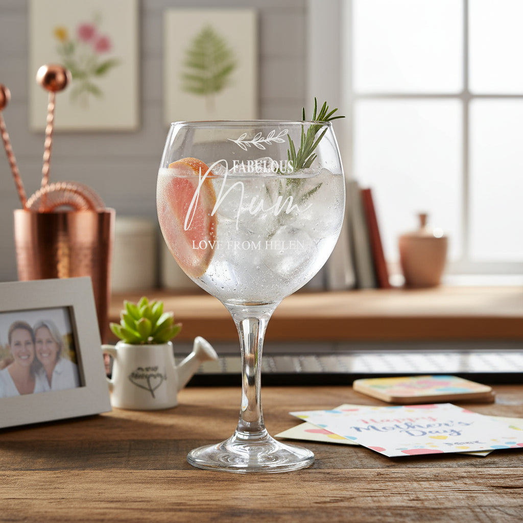 Personalised Engraved Mum Gin and Tonic Glass with Sentiment Gift Boxed Personalised Gin Glasses ukgiftstoreonline