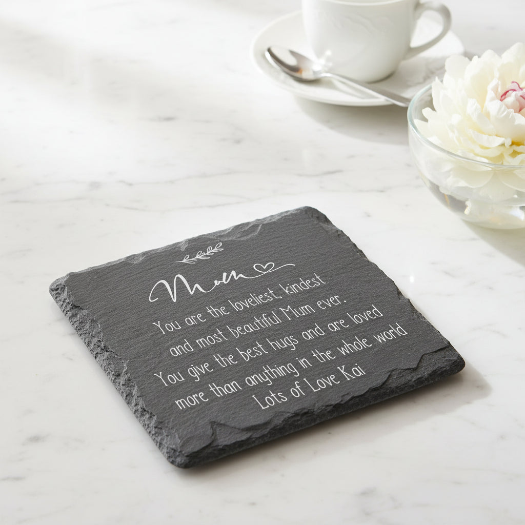 Personalised Mum Sentiment Gift Engraved Slate Stone Drink Coaster Personalised Slates ukgiftstoreonline