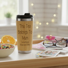 Personalised Mum Tea or Coffee Engraved Bamboo Travel Mug Gift