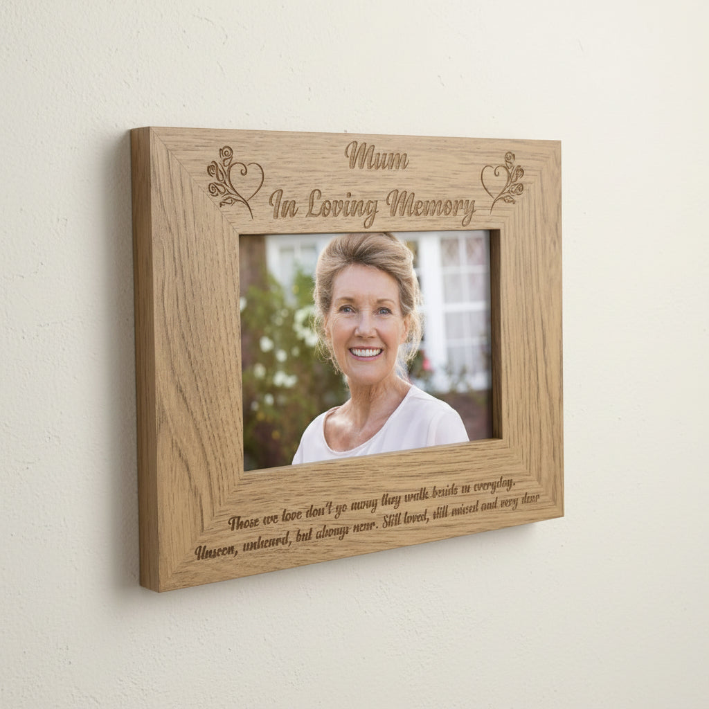 Mum Memorial Remembrance Engraved Wooden Photo Frame 4x6, 5x7, 8x10 Inches Mum Photo Frame ukgiftstoreonline