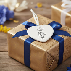 ukgiftstoreonline 60th Birthday ornament, 60th keepsake, 60th ceramic heart gift Personalised Heart Gifts ukgiftstoreonline