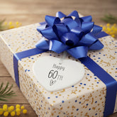 ukgiftstoreonline 60th Birthday ornament, 60th keepsake, 60th ceramic heart gift Personalised Heart Gifts ukgiftstoreonline