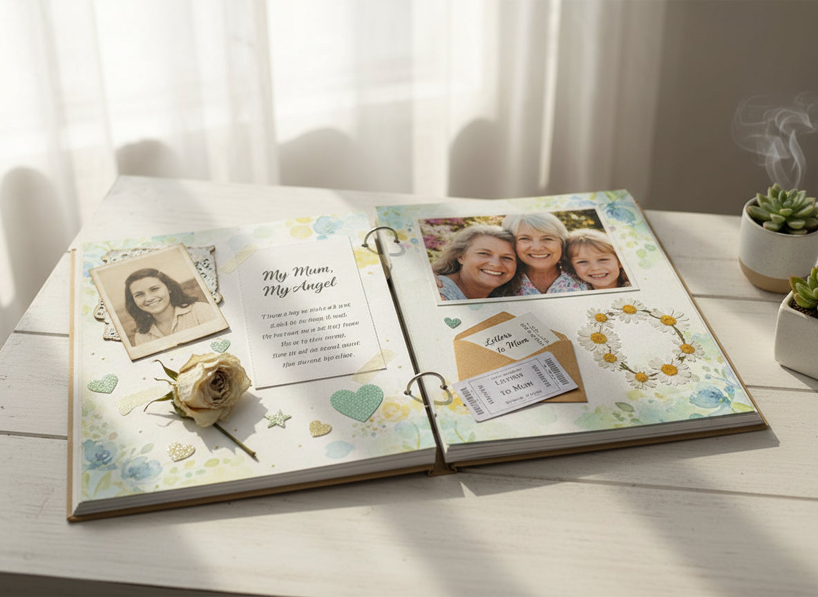 Mum Remembrance In Loving Memory Engraved Wooden Guest Book, Scrap Book or Photo Album Scrapbook ukgiftstoreonline