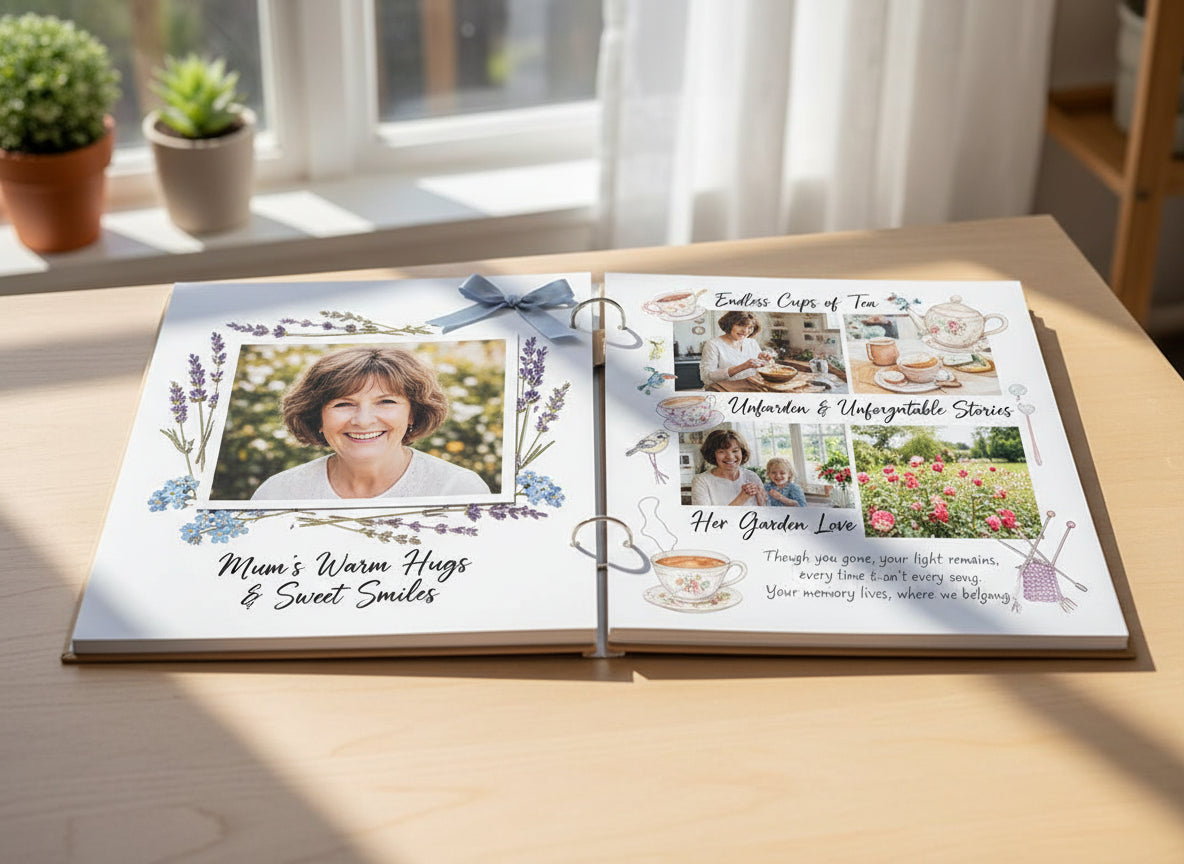 Mum Remembrance In Loving Memory Engraved Wooden Guest Book, Scrap Book or Photo Album Scrapbook ukgiftstoreonline