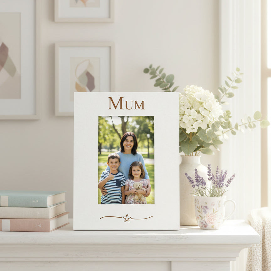 Mum Engraved White Wooden 6x4 Portrait Picture Photo Frame Gift Family Photo frame ukgiftstoreonline