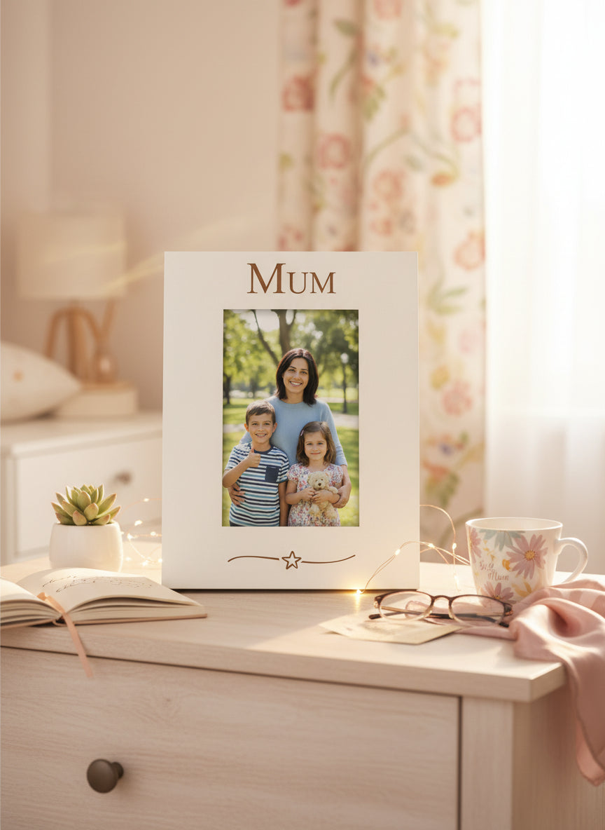 Mum Engraved White Wooden 6x4 Portrait Picture Photo Frame Gift Family Photo frame ukgiftstoreonline