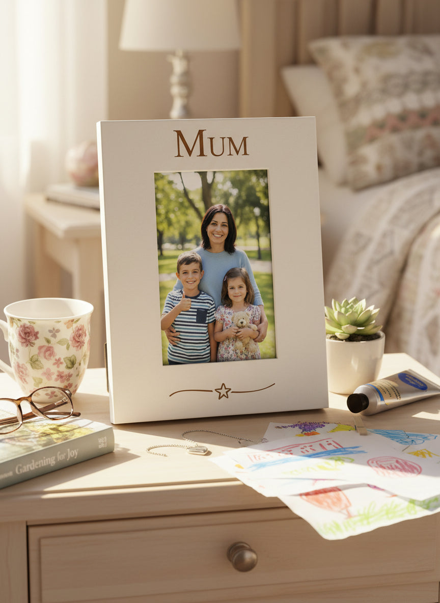 Mum Engraved White Wooden 6x4 Portrait Picture Photo Frame Gift Family Photo frame ukgiftstoreonline
