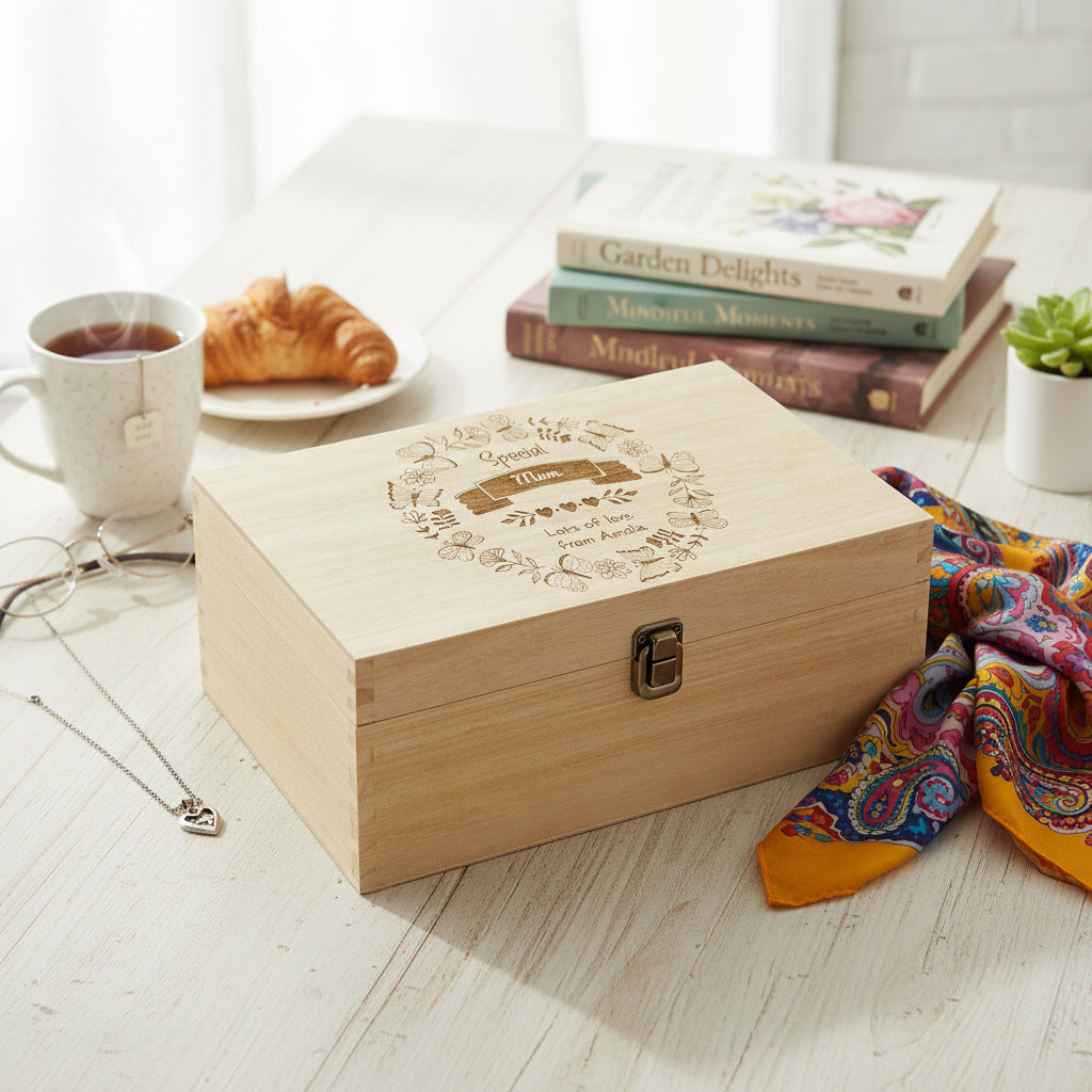 Special Mum Gift Personalised Large Engraved Wooden Keepsake Box Keepsake Memory Box Raised Words
