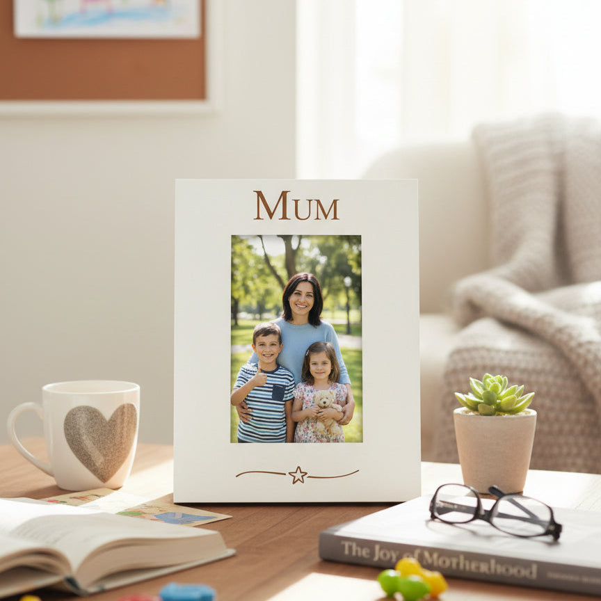 Mum Engraved White Wooden 6x4 Portrait Picture Photo Frame Gift Family Photo frame ukgiftstoreonline