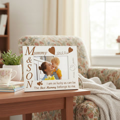 Engraved White Mummy and Son Photo Frame Gift Any Occasion Photo Frame ukgiftstoreonline