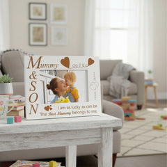 Engraved White Mummy and Son Photo Frame Gift Any Occasion Photo Frame ukgiftstoreonline