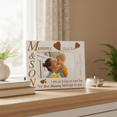 Engraved White Mummy and Son Photo Frame Gift Any Occasion Photo Frame ukgiftstoreonline