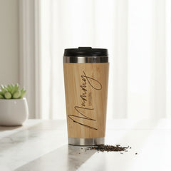 Personalised Engraved Bamboo Insulated Mummy Travel Mug Gift