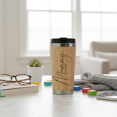 Personalised Engraved Bamboo Insulated Mummy Travel Mug Gift