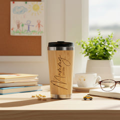 Personalised Engraved Bamboo Insulated Mummy Travel Mug Gift
