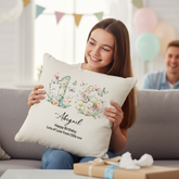 16th Birthday Gift For Her Personalised Cushion With Butterflies and Flowers