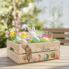 Personalised Easter Bunny Crate, Wooden Easter Crate, Easter Gift Hamper Crate storage crate ukgiftstoreonline