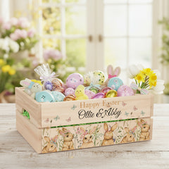 Personalised Multi Easter Bunny Crate, Wooden Easter Crate, Easter Gift Hamper Crate storage crate ukgiftstoreonline