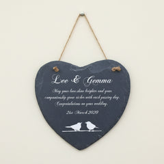 Personalised Wedding Gift Engraved Stone Slate Plaque Bird Symbol Personalised Wedding Gift ukgiftstoreonline