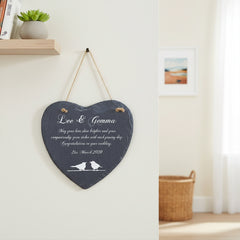 Personalised Wedding Gift Engraved Stone Slate Plaque Bird Symbol Personalised Wedding Gift ukgiftstoreonline