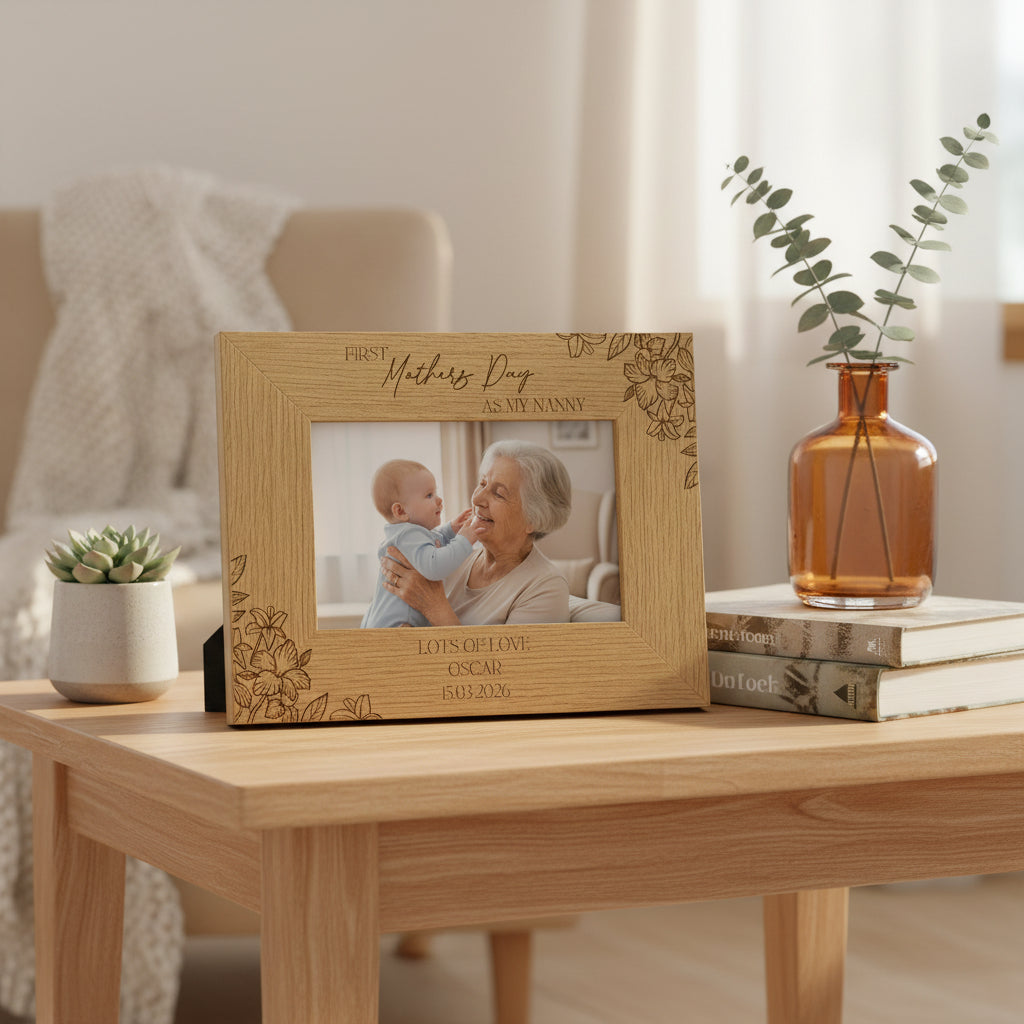 First Mother's Day as my Mummy Wooden Engraved Photo Frame 1st Mothers Day Mommy, Nanny, Grandma, Nana, Granny Mother's Day Gift personalised photo frames ukgiftstoreonline
