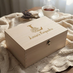 Personalised Large Floral Monogram Wooden Keepsake Box Gift For Her Keepsake Memory Box Raised Words