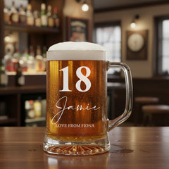 Personalised 18th Birthday Beer Glass Tankard Gift Boxed with Sentiment personalised beer glasses ukgiftstoreonline