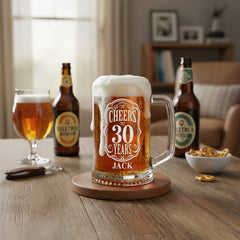 Cheers to 30 Years Birthday Gift Personalised Engraved Glass Beer Tankard