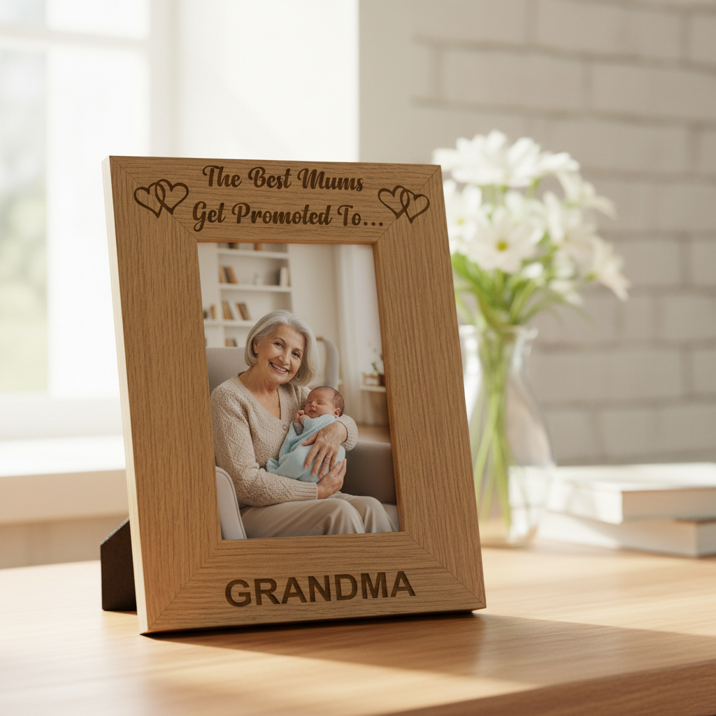 Best Mums Get Promoted To Grandma Engraved Wooden Photo Frame Grandma Photo Frame ukgiftstoreonline